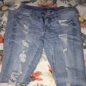 low rise ripped jeans